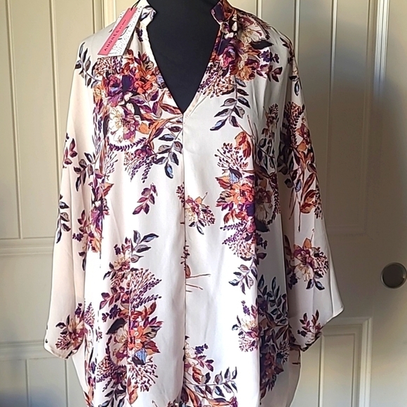 Andree by Unit Garden Of Life Floral Beige Blouse SM - Picture 1 of 9
